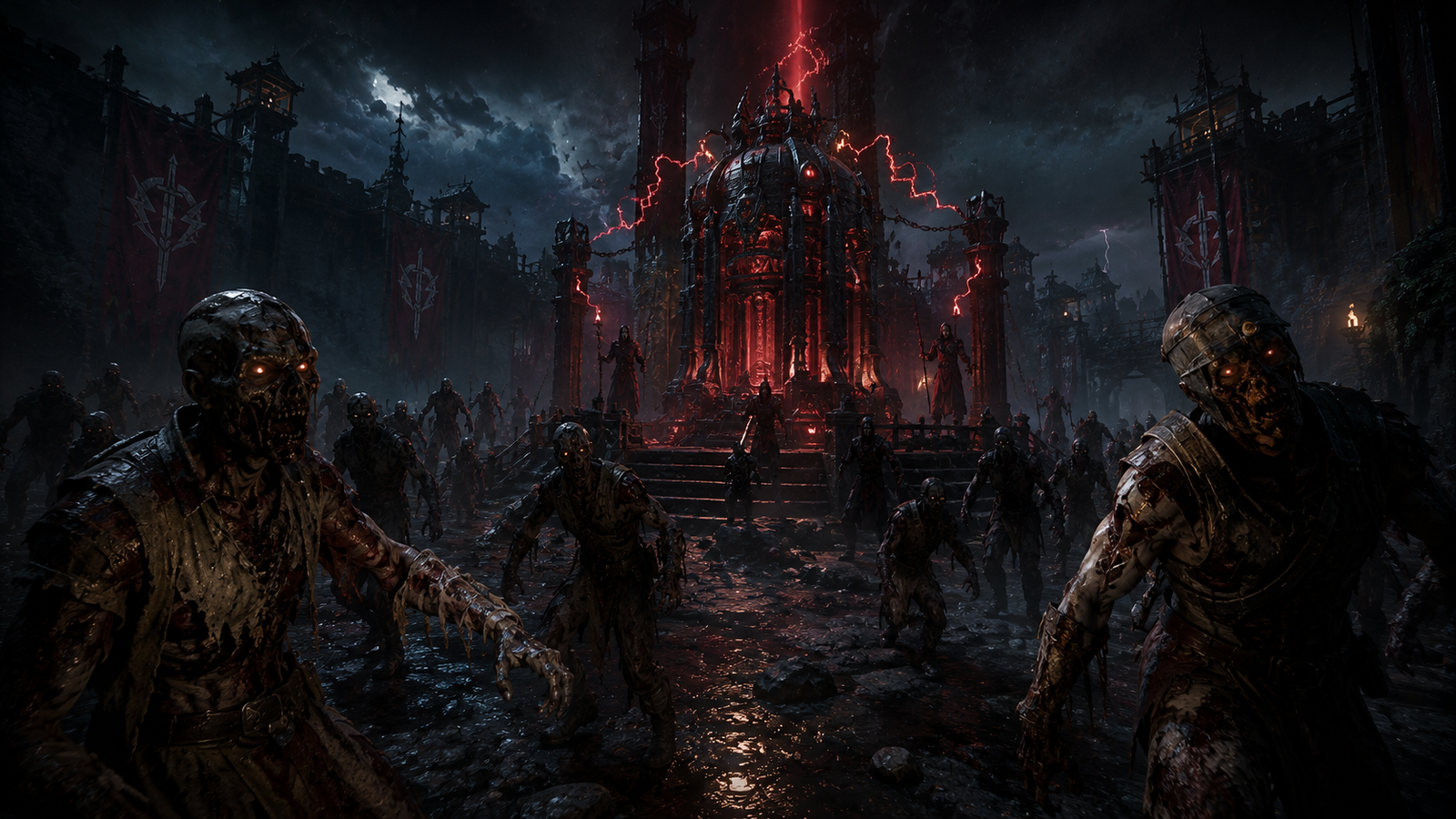 Undead forces advancing through a corrupted VEILBREAK location